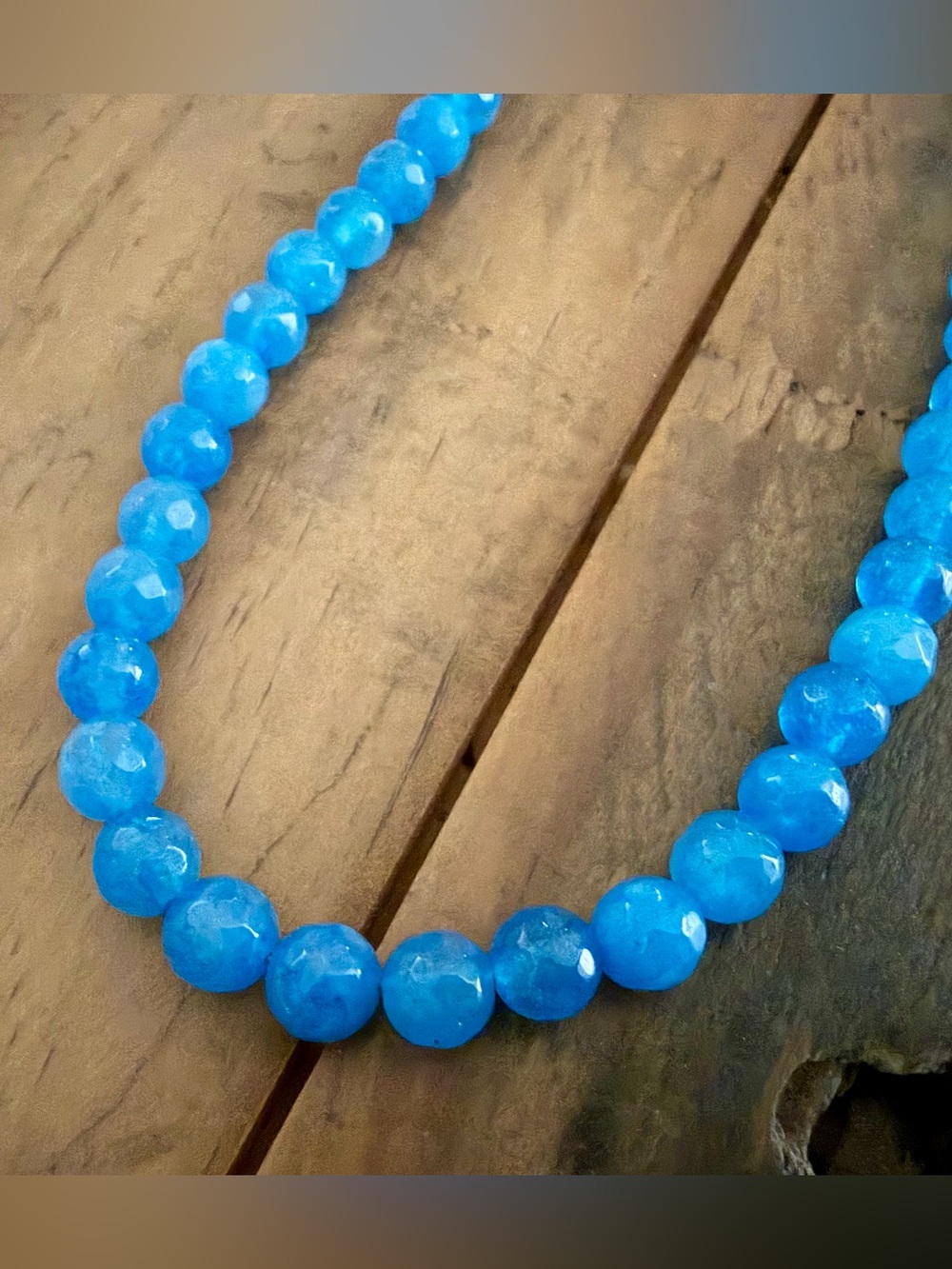 36” JAY KING DESERT ROSE TRADING STERLING SILVER BLUE APATITE BEADED NECKLACE